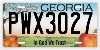 GA license plate PWX3027