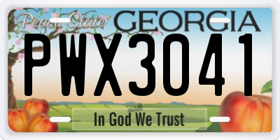 GA license plate PWX3041