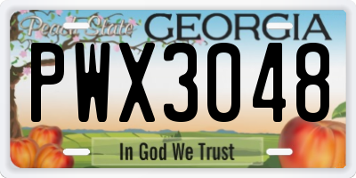 GA license plate PWX3048