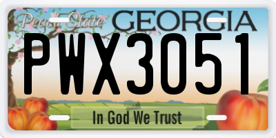 GA license plate PWX3051