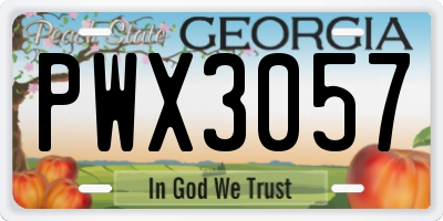 GA license plate PWX3057