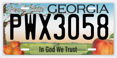 GA license plate PWX3058
