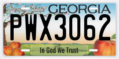GA license plate PWX3062
