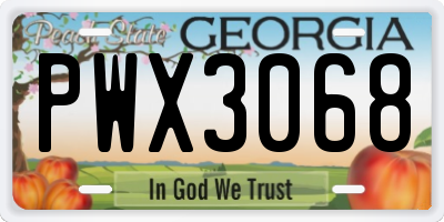GA license plate PWX3068
