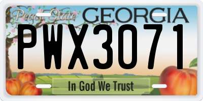 GA license plate PWX3071