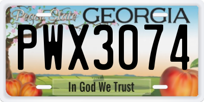GA license plate PWX3074