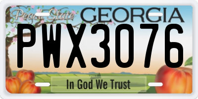 GA license plate PWX3076