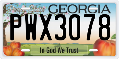 GA license plate PWX3078