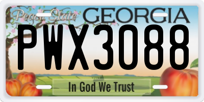 GA license plate PWX3088