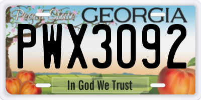 GA license plate PWX3092