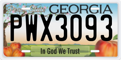 GA license plate PWX3093