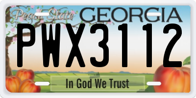 GA license plate PWX3112