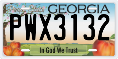 GA license plate PWX3132