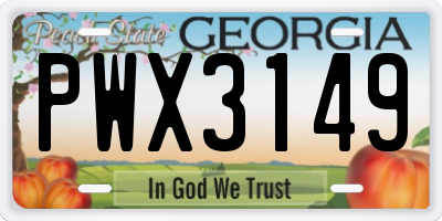 GA license plate PWX3149
