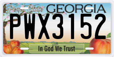 GA license plate PWX3152