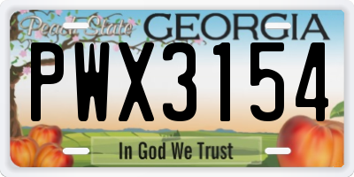 GA license plate PWX3154