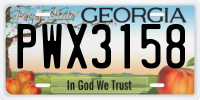 GA license plate PWX3158