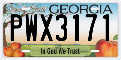GA license plate PWX3171