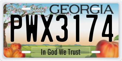 GA license plate PWX3174