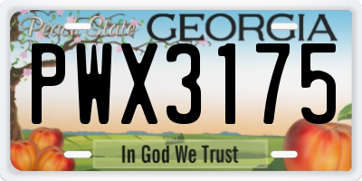 GA license plate PWX3175