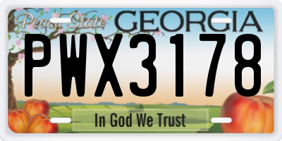 GA license plate PWX3178