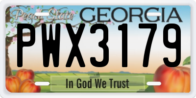 GA license plate PWX3179