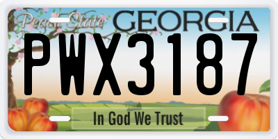 GA license plate PWX3187