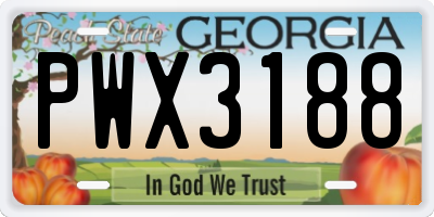 GA license plate PWX3188