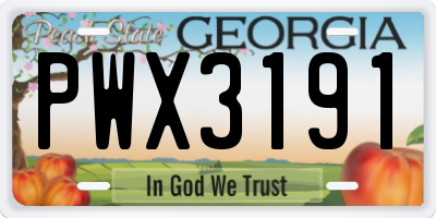 GA license plate PWX3191