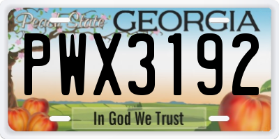 GA license plate PWX3192