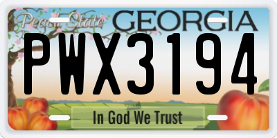 GA license plate PWX3194