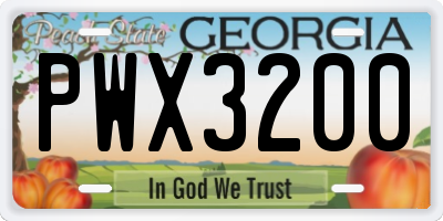 GA license plate PWX3200