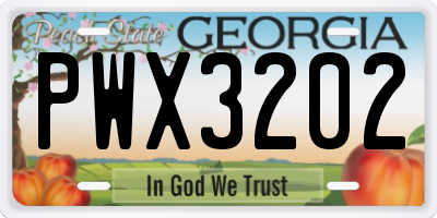 GA license plate PWX3202