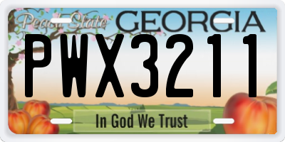 GA license plate PWX3211