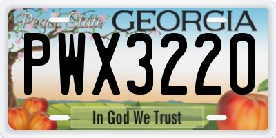 GA license plate PWX3220