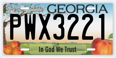 GA license plate PWX3221
