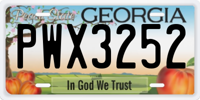 GA license plate PWX3252