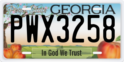 GA license plate PWX3258
