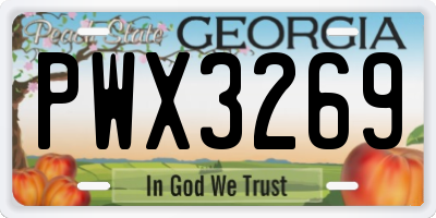 GA license plate PWX3269