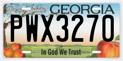 GA license plate PWX3270