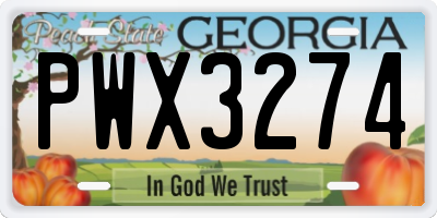 GA license plate PWX3274