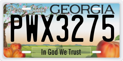 GA license plate PWX3275