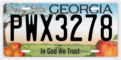 GA license plate PWX3278