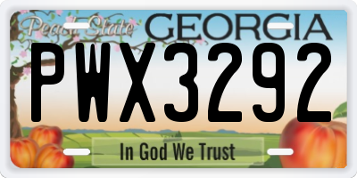 GA license plate PWX3292