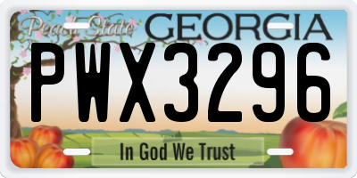 GA license plate PWX3296