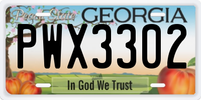GA license plate PWX3302
