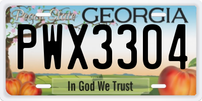 GA license plate PWX3304