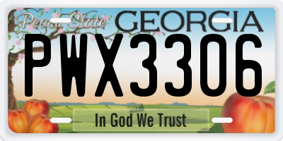 GA license plate PWX3306