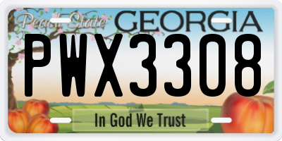 GA license plate PWX3308