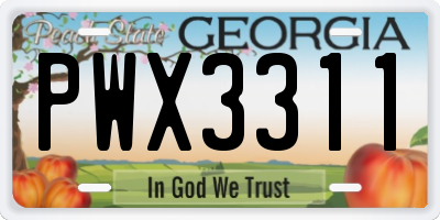 GA license plate PWX3311